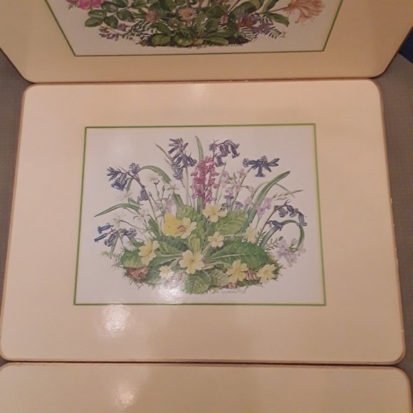 Set of 3 Floral Cork Table Mats Clover Leaf Elizabeth Rice Design UK 15x11.5 - Picture 4 of 9